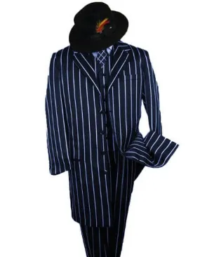 Mens Gangster Zoot Suit in 3 Colors  Chalk Stripe - Black and Red - Black and Gold - Black and White