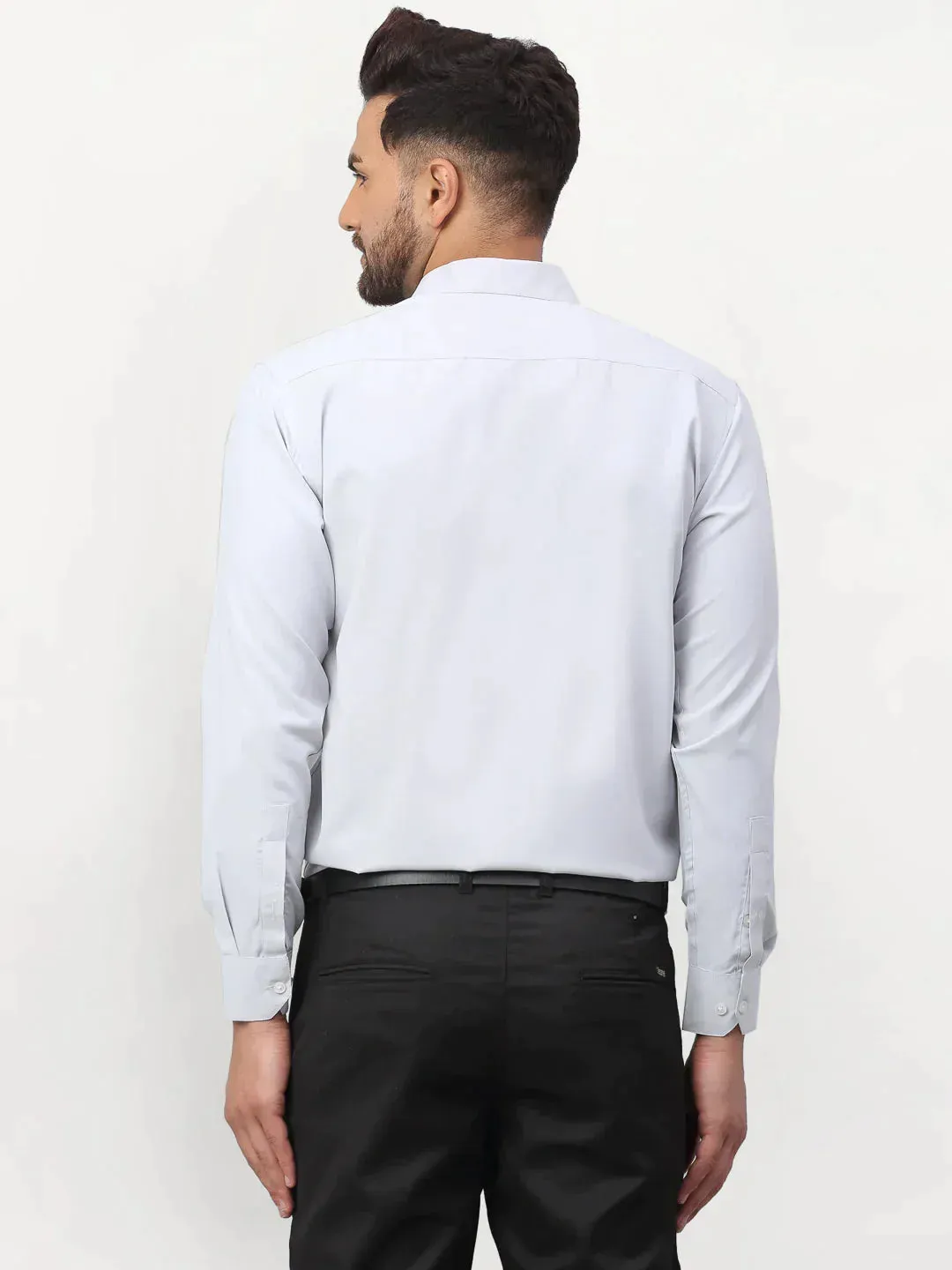 Men's Silver Solid Formal Shirts - Taantav