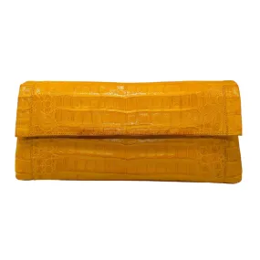 Nancy Gonzalez Mustard Yellow Crocodile Skin Leather Clutch