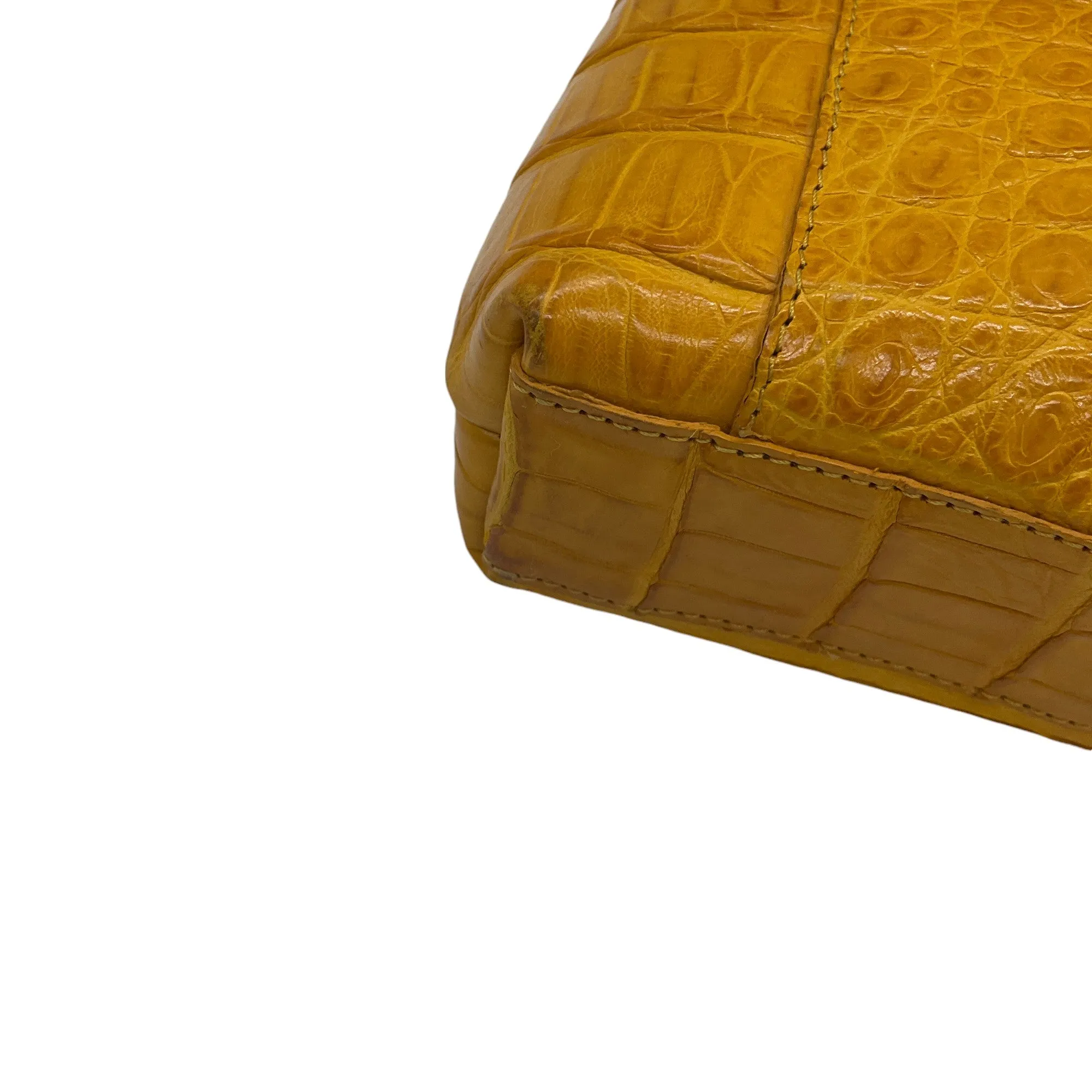 Nancy Gonzalez Mustard Yellow Crocodile Skin Leather Clutch