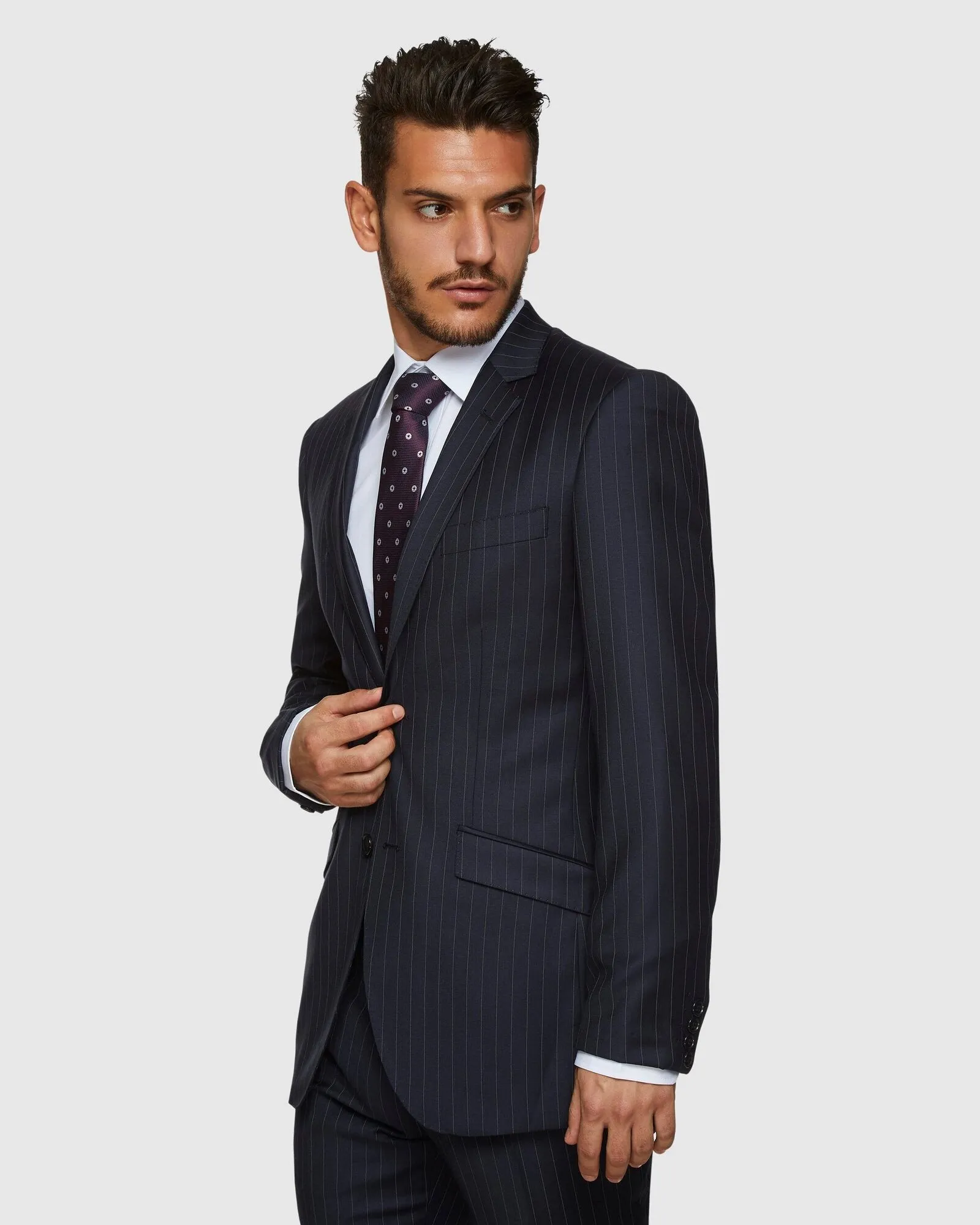 Navy Pinstripe Wool Suit Set