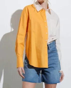 Orange Color Block Button Up in Orange Colorblock | Orange Colorblock