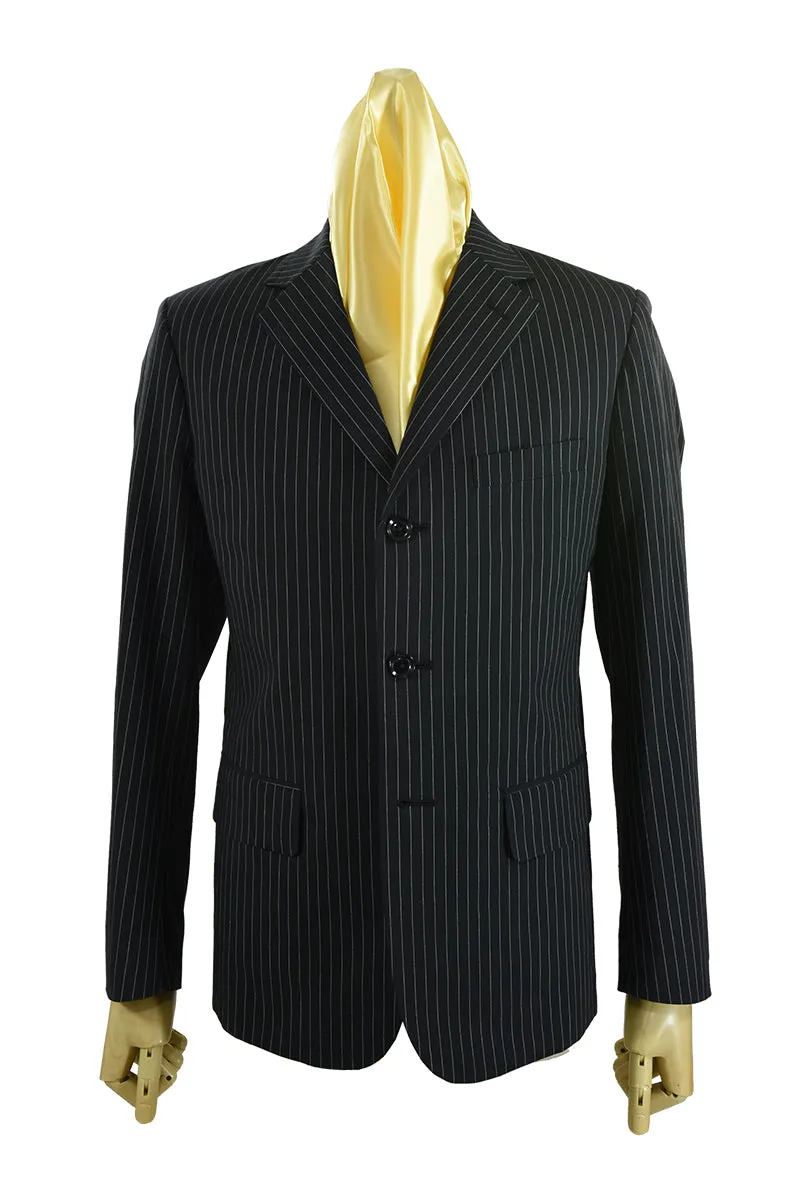 Pinstripe Black Suit