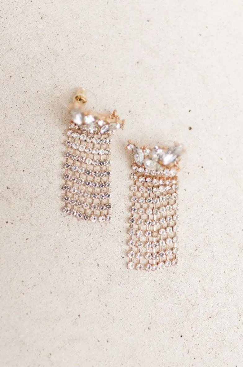 Rhinestone Fringe Earrings (Ships in 1-2 weeks)