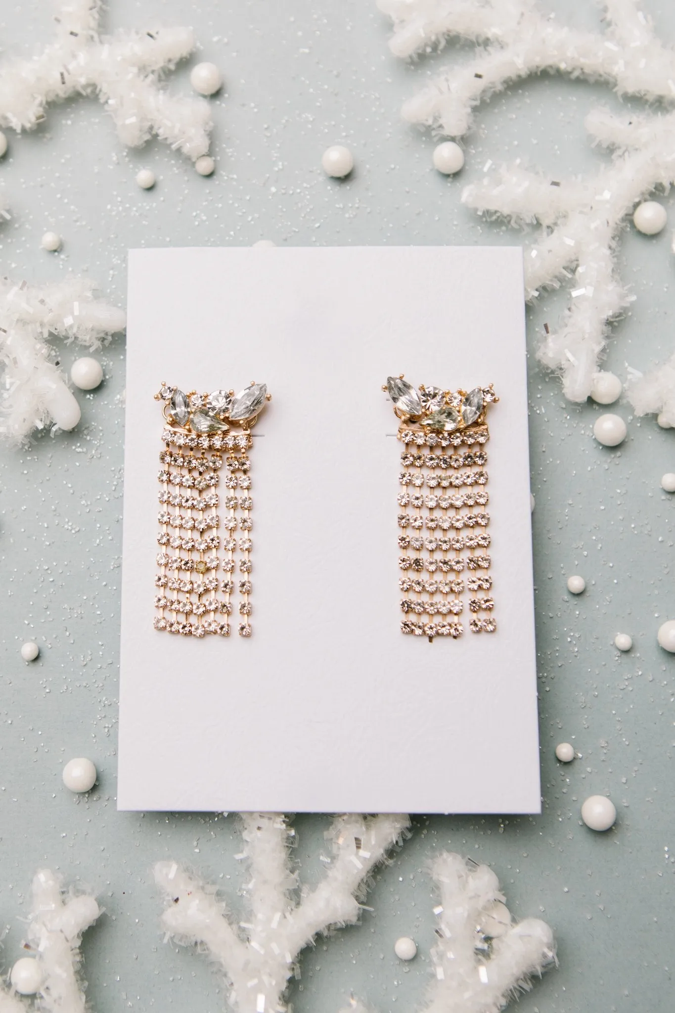 Rhinestone Fringe Earrings (Ships in 1-2 weeks)