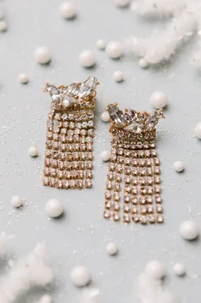 Rhinestone Fringe Earrings (Ships in 1-2 weeks)