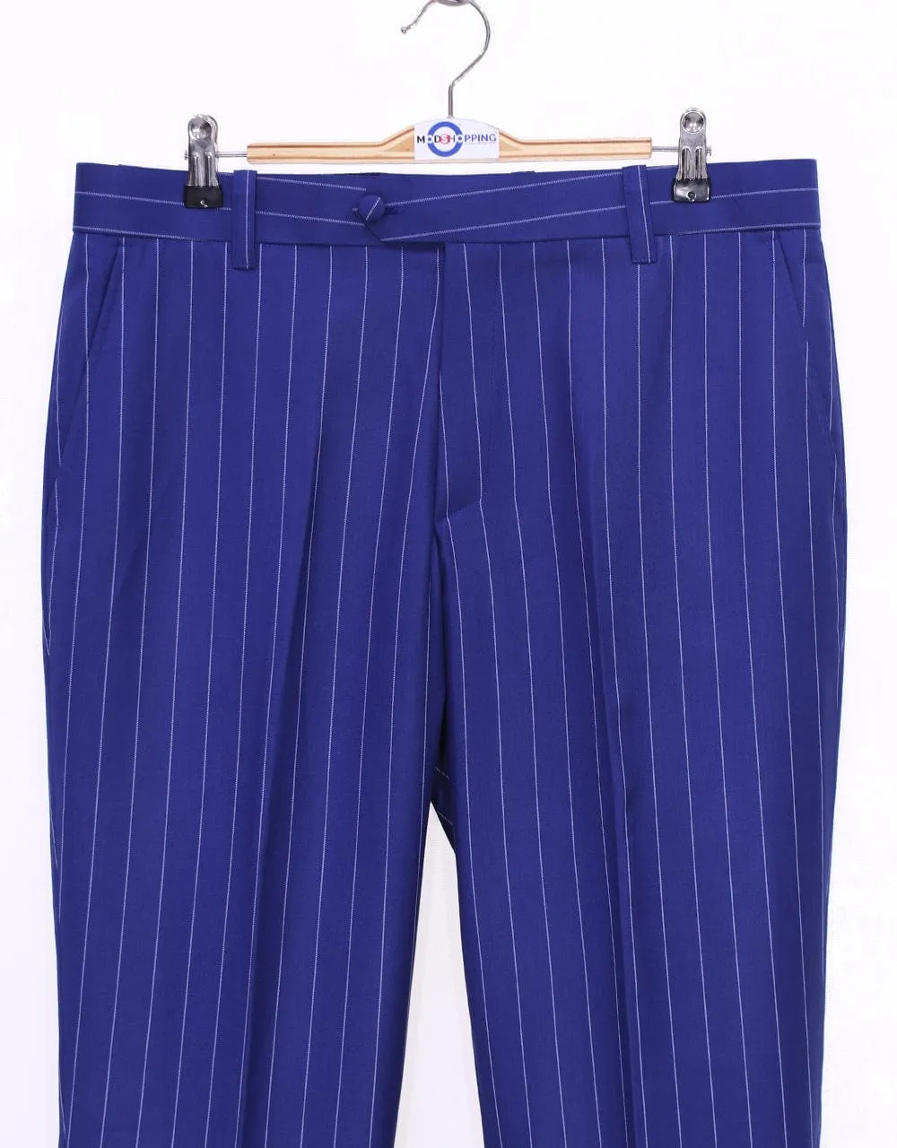 Royal Blue and White Pinstripe Suit