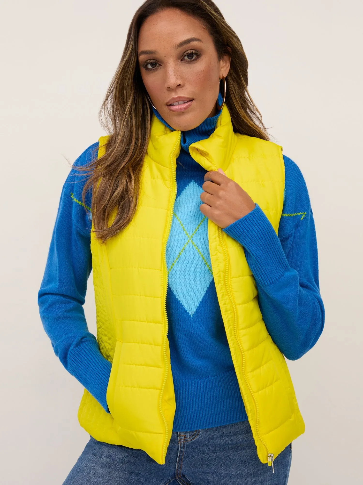 Seamed Zip-Up Puffer Vest