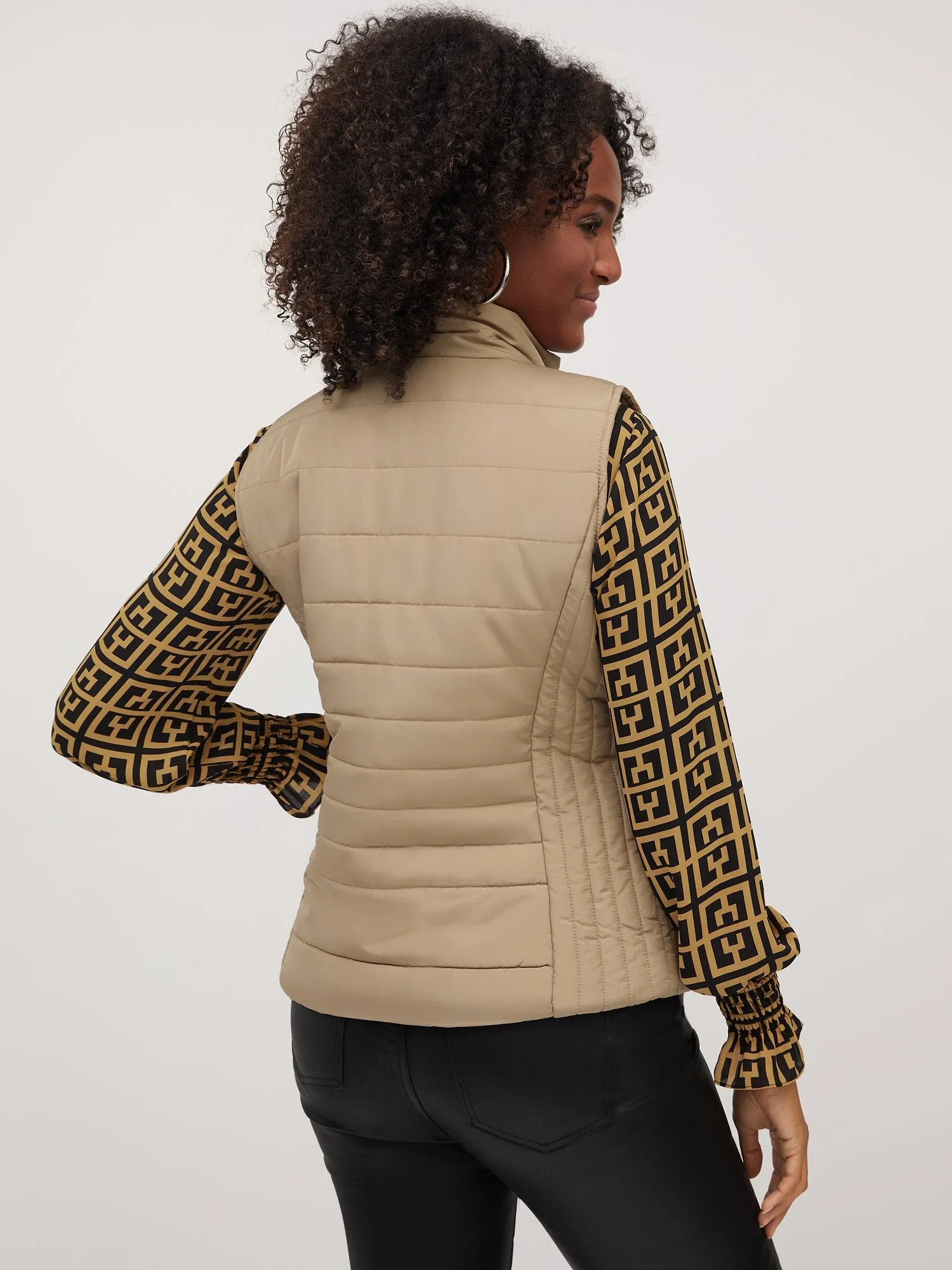 Seamed Zip-Up Puffer Vest