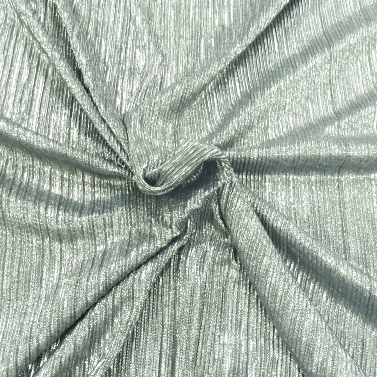 Silver with Glitter Double Face Pleated Stretch Fabric