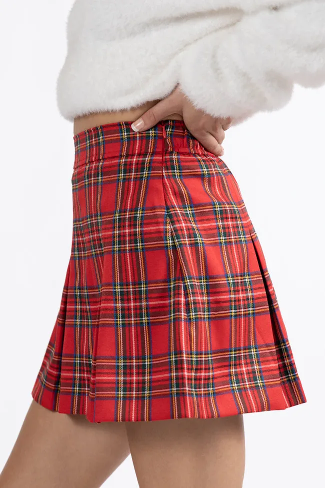 Spirit Of Christmas Red Pleated Plaid Skort Macy Blackwell X Pink Lily