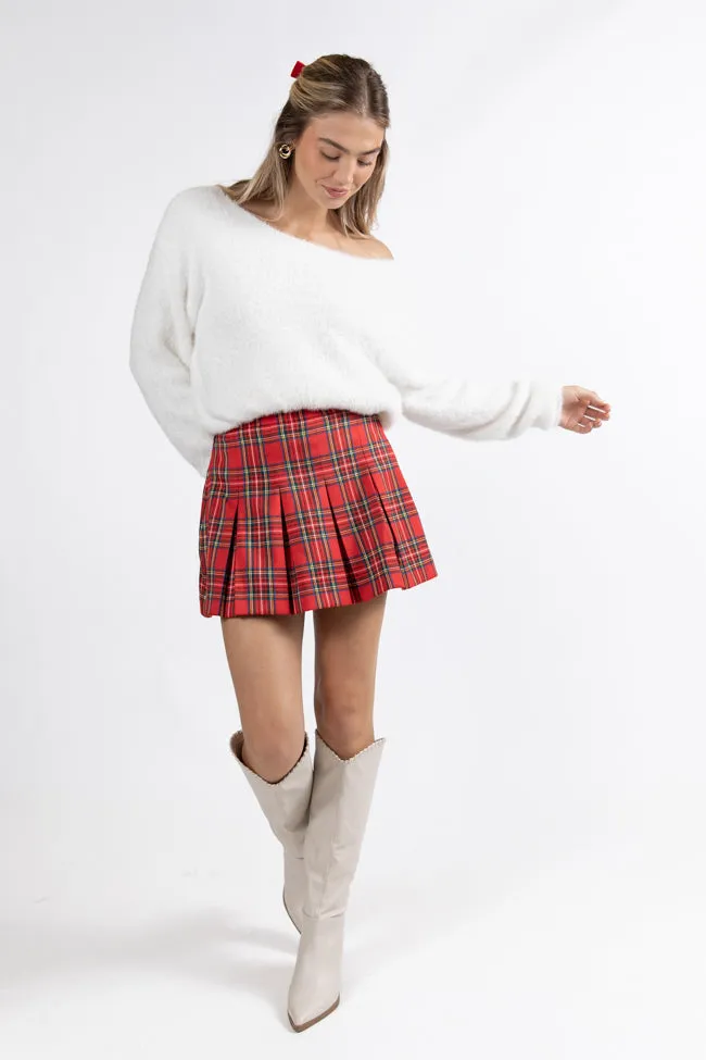 Spirit Of Christmas Red Pleated Plaid Skort Macy Blackwell X Pink Lily