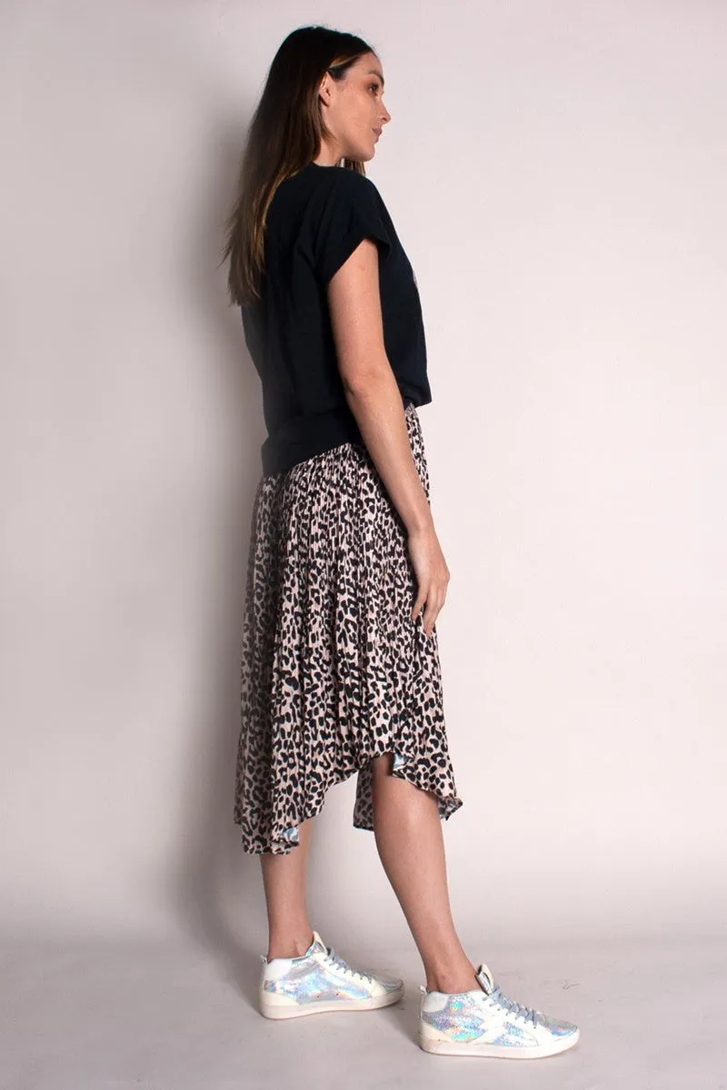 The Others - Pleated Elastic Waist Skirt - Leopard