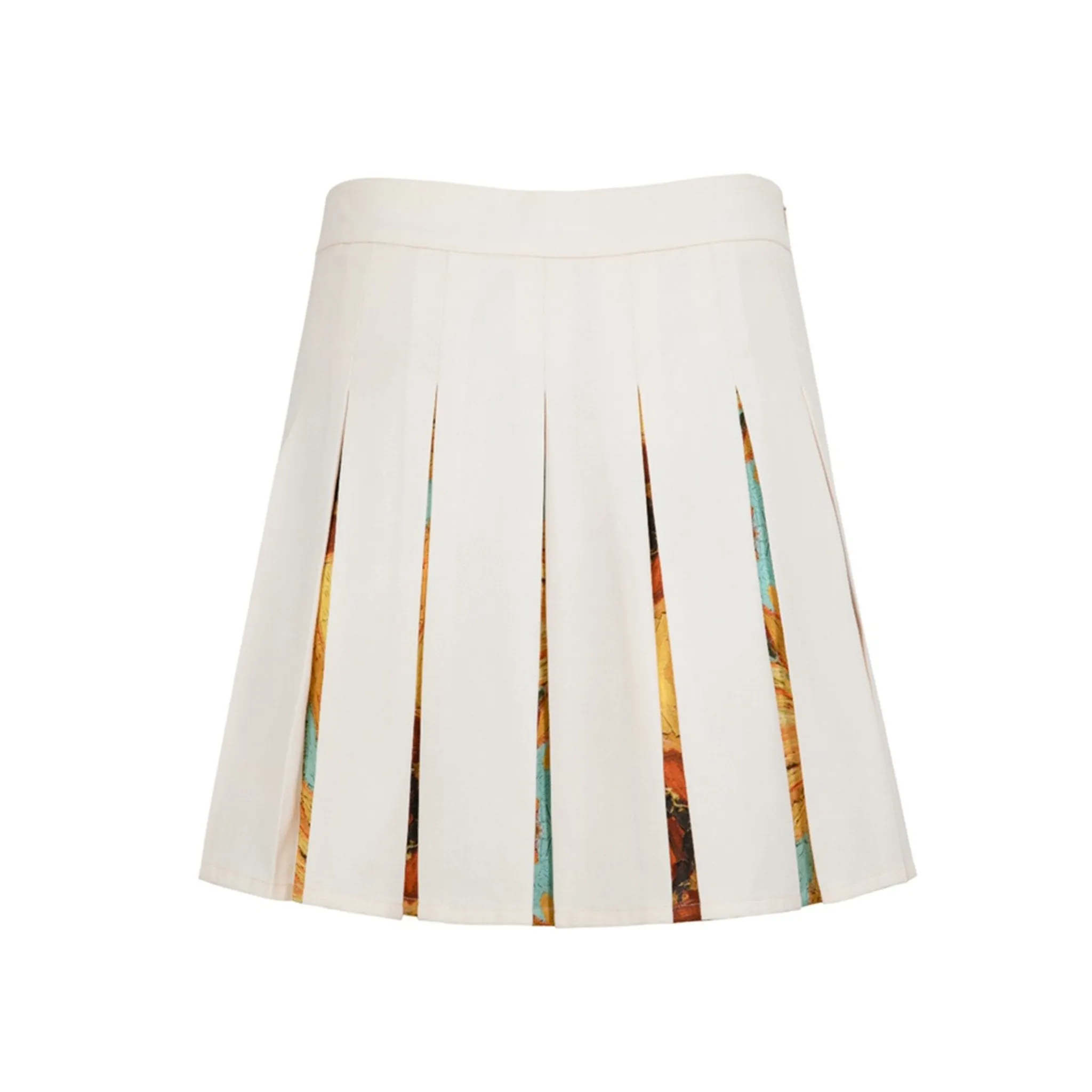 Van Gogh Masterpiece Pleated Skirt in White