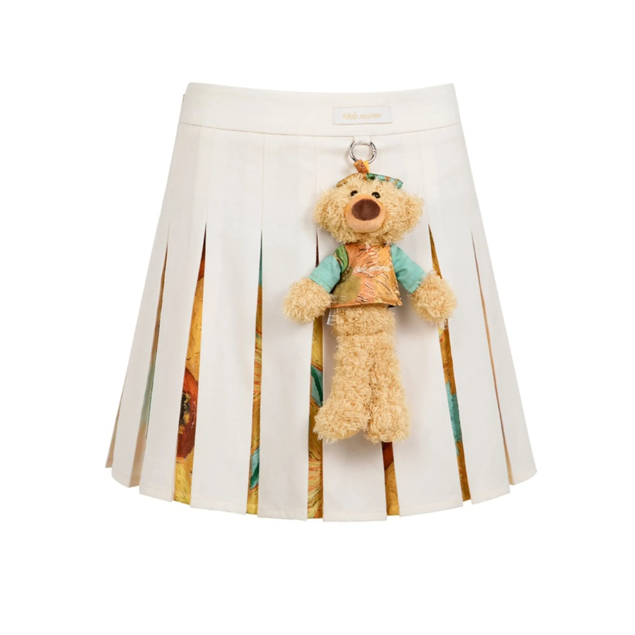 Van Gogh Masterpiece Pleated Skirt in White