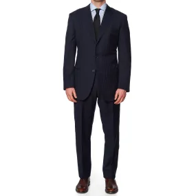 VANNUCCI Milano Navy Blue Pinstripe Super 120's Wool Suit EU 54 NEW US 44