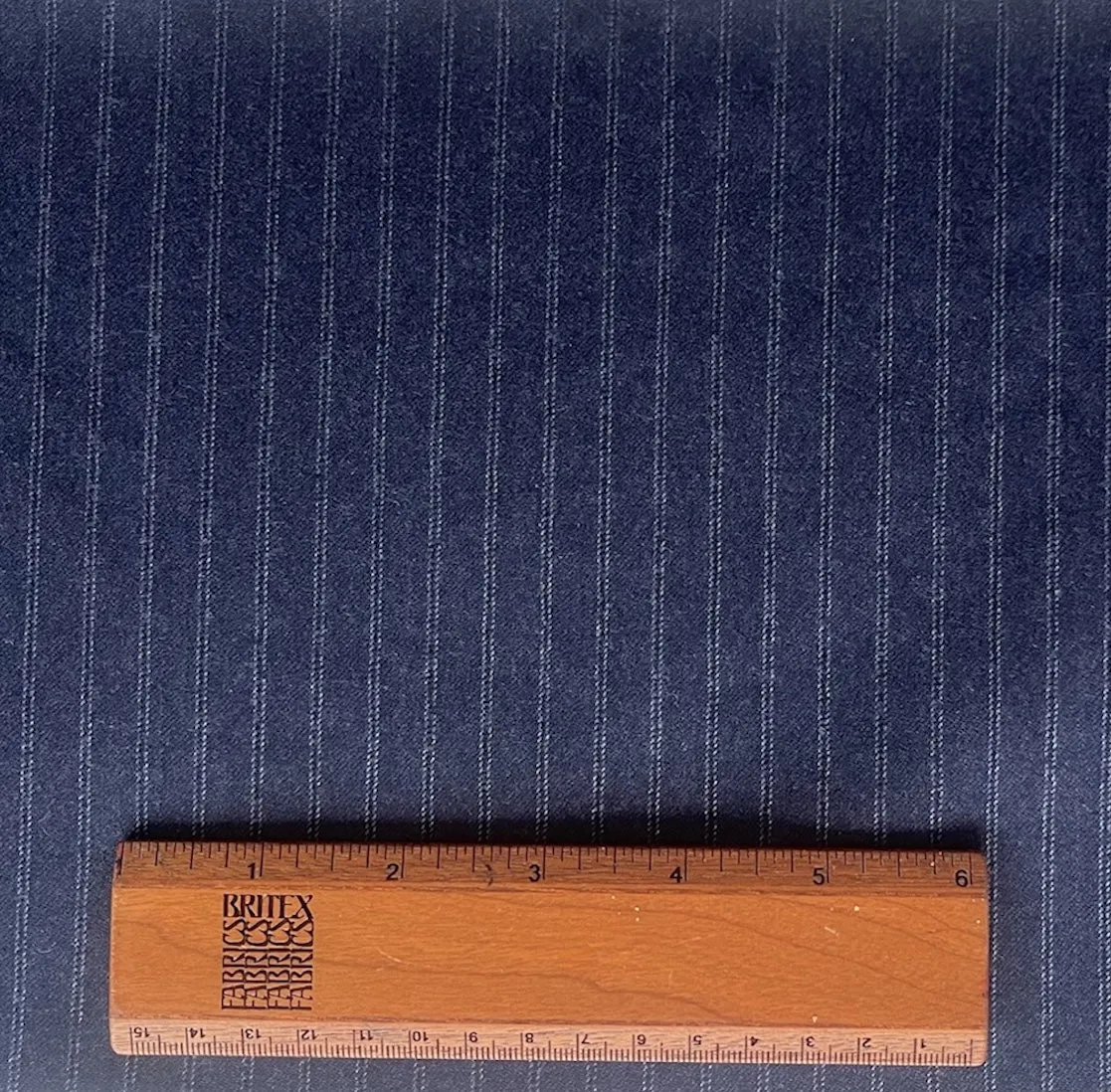 Vitale Barberia Cononico Lighter-Weight Chalk Striped Navy Selvedged Wool Flannel (Made in Italy)