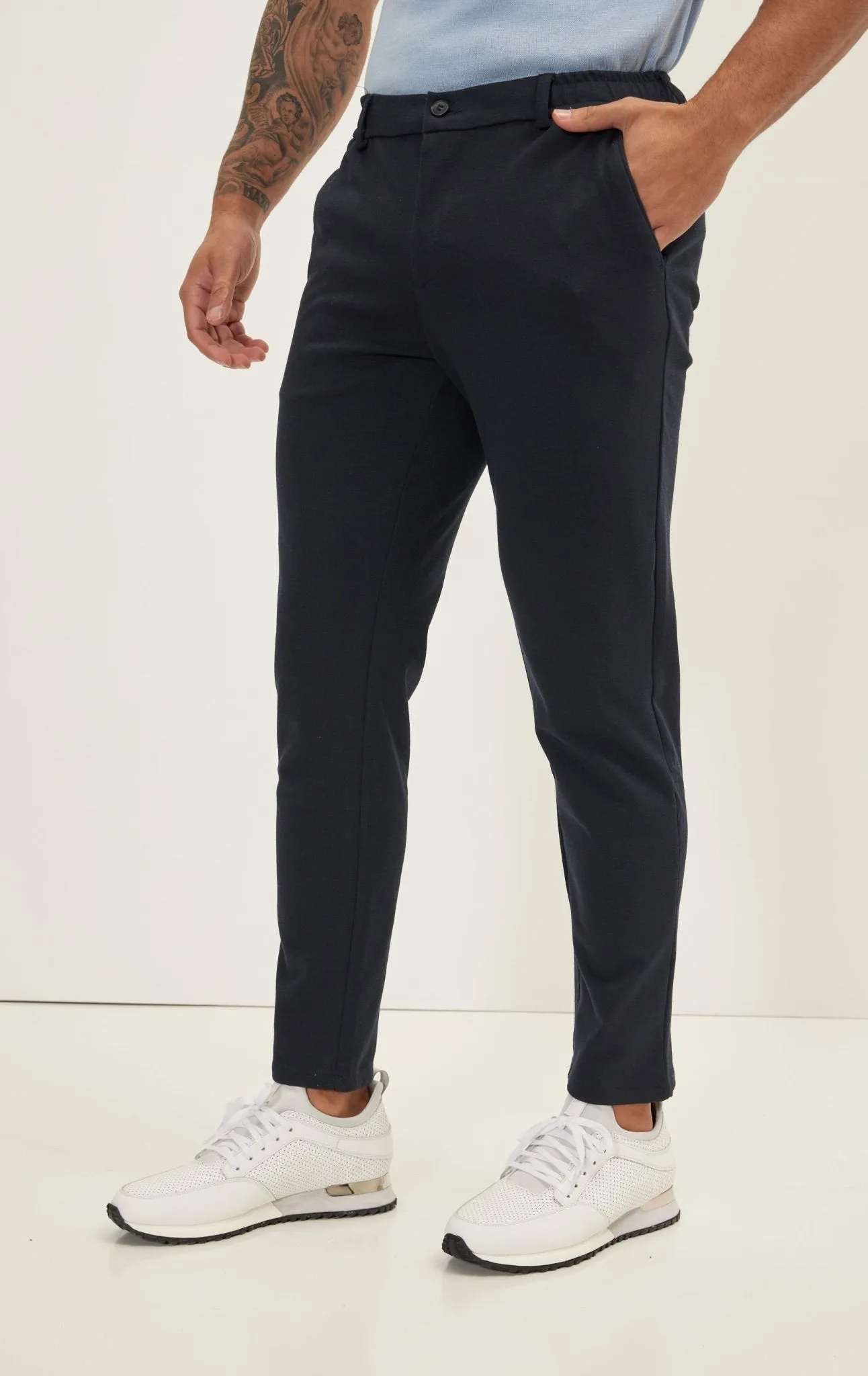 Weekend Knitted Fit Slacks - Navy