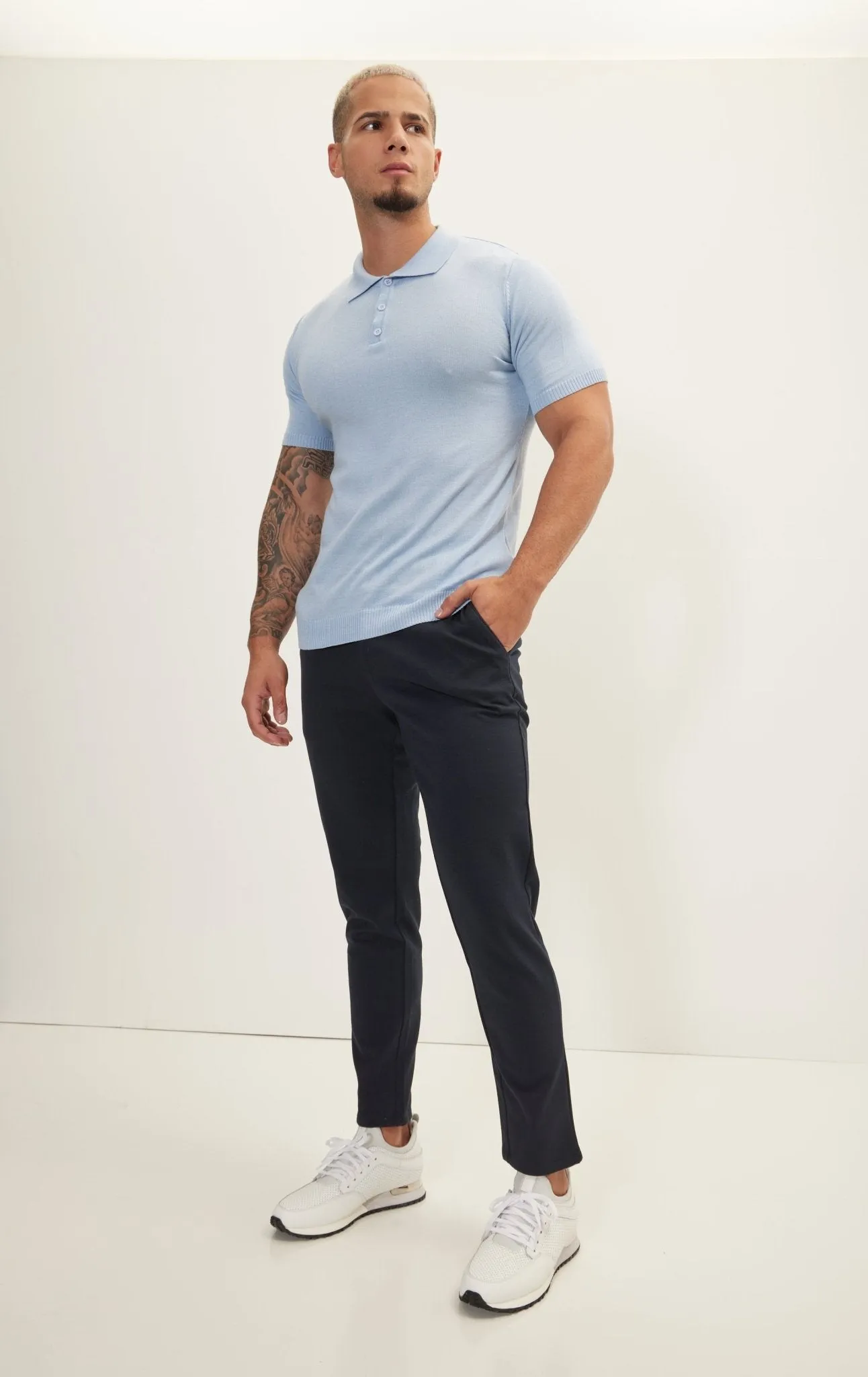 Weekend Knitted Fit Slacks - Navy