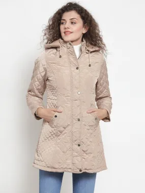 Women Beige Full Sleeves  Jacket