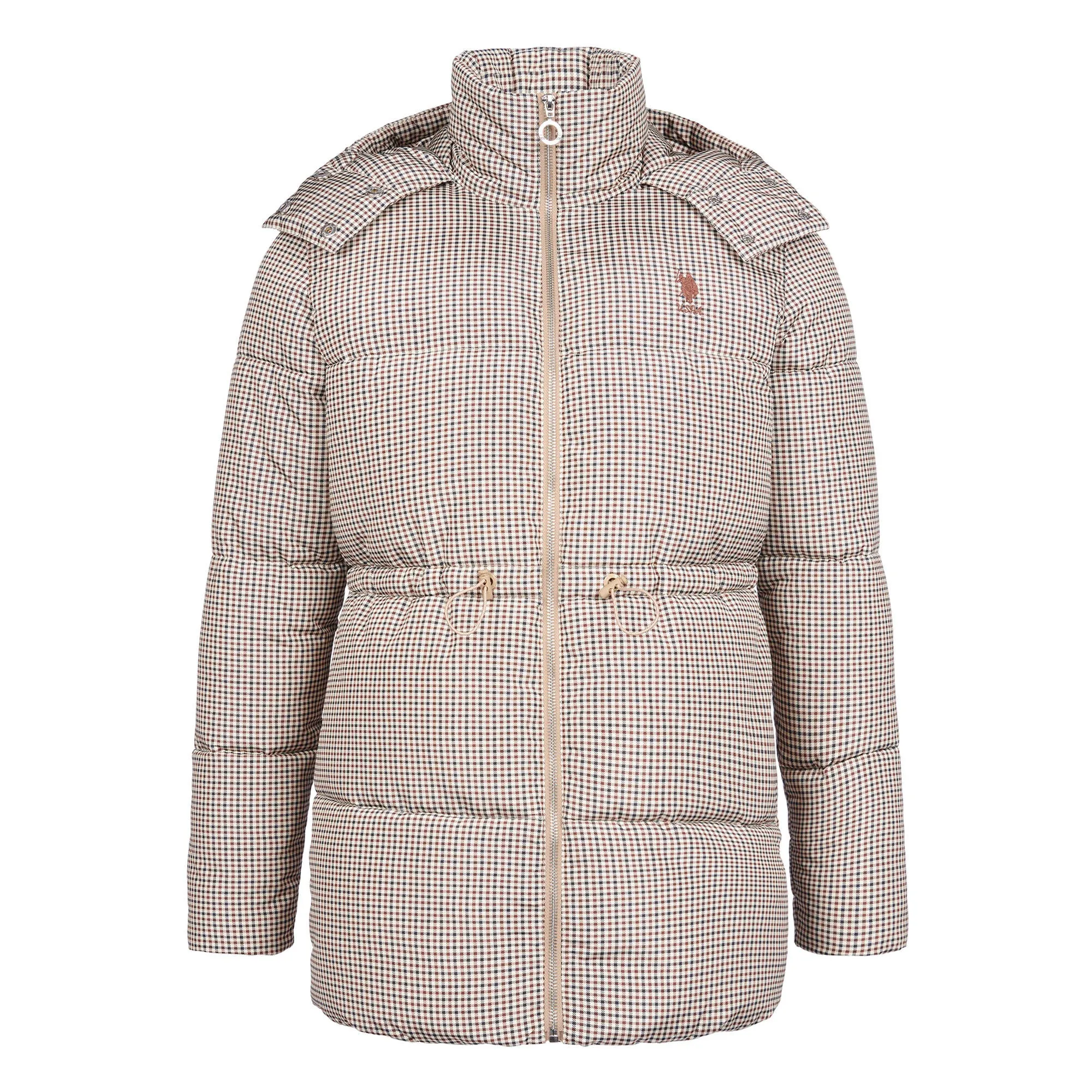 Womens Drawcord Waist Puffer Coat in Sesame