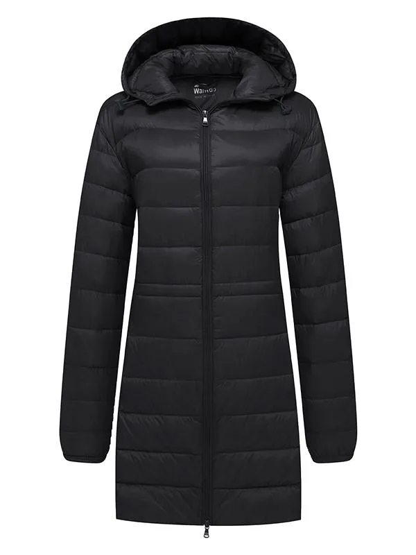 Women's Packable Puffer Coat Hooded Lightweight Long Winter Coats ThermoLite Long