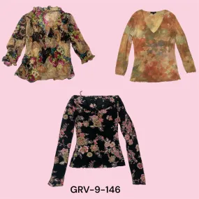 Y2K Fashion Revival – Long Sleeve Poly Mix Blouse with a Modern Twist(9-146)